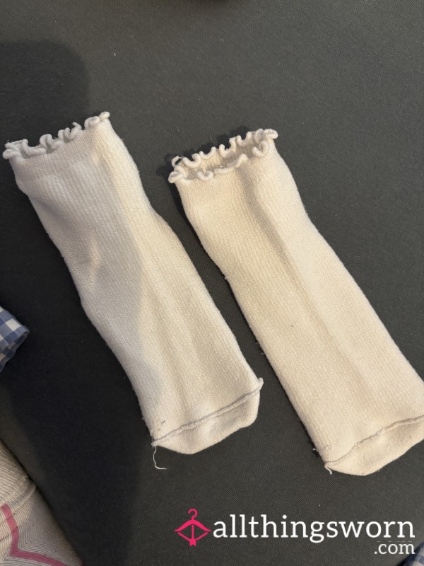 White Ruffle Ankle Socks - Soft & Girly