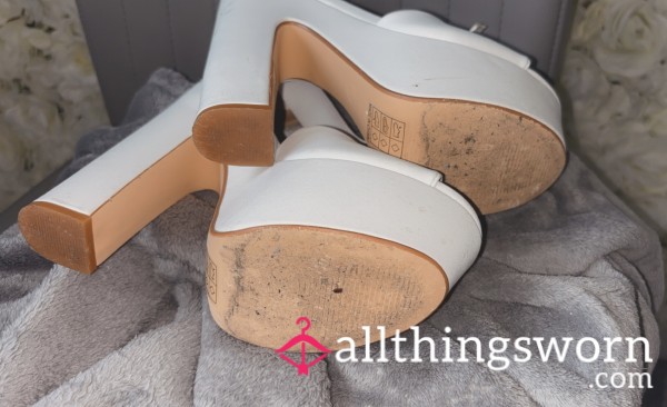 White Ruined Festival Heels