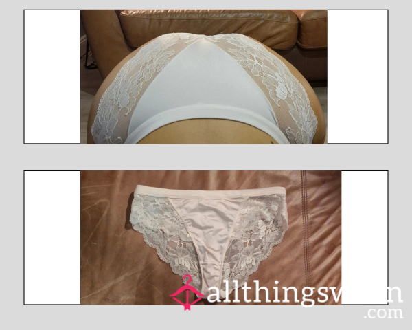 White Satin And Lace Full Back Panty