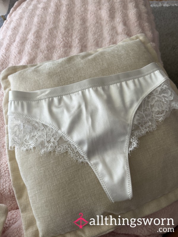 🤍 White Satin Thong Panties 🤍 SALE $15