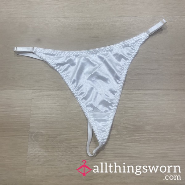 White Satin G String