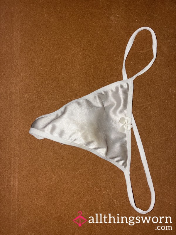 White Satin G String