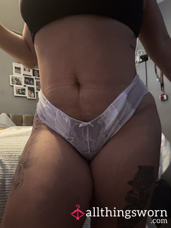 White Satin Panties Size 14-16 Filthy Creamy