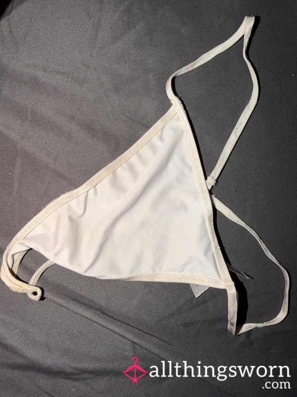 White Satin String Thong