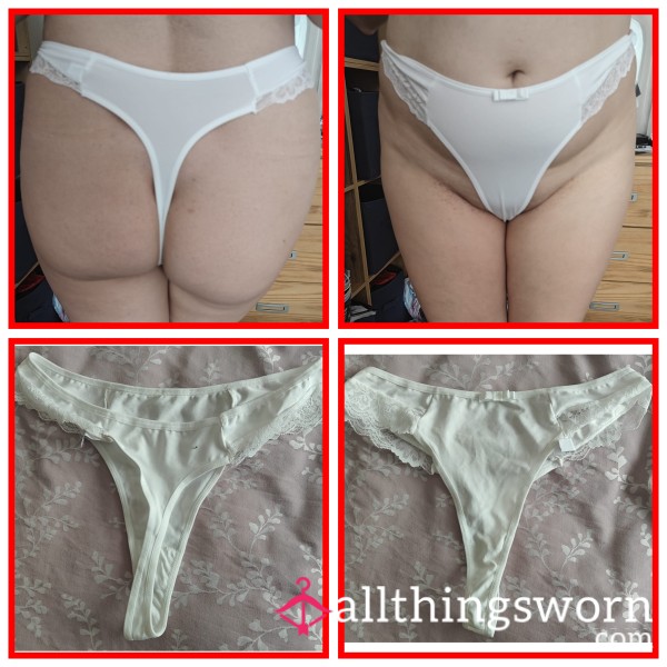 White Satin Thong