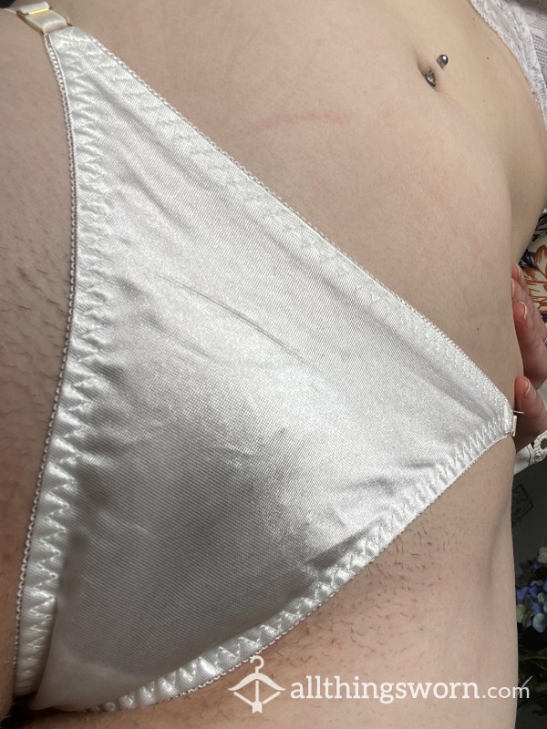 White Satin Thongs, 2 Day Wear 😝💦