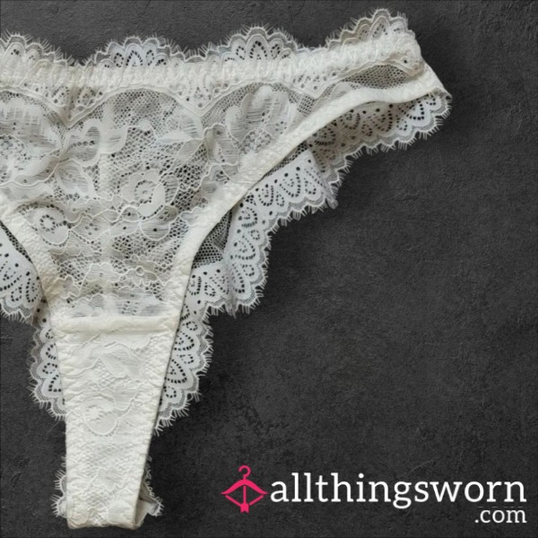 White Semi Sheer Lace Panty L