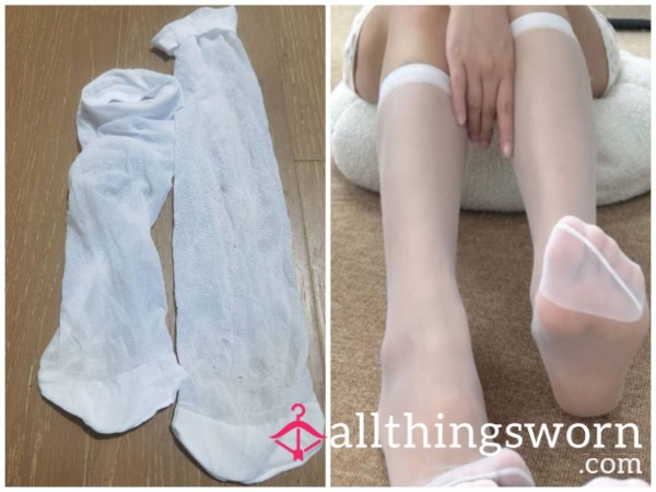 White Sheer Crew Socks