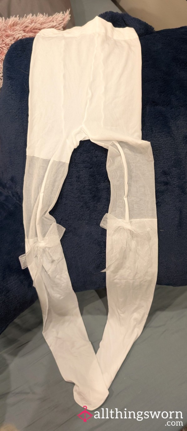 White Sheer Nylon Pantyhose