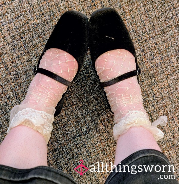 White Sheer Socks Worn In Flats