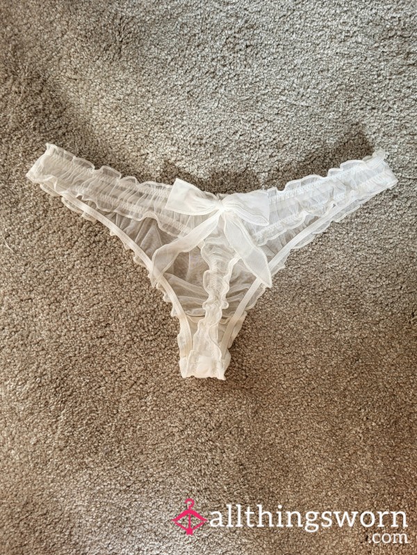 White Sheer Thong With Bow 😍🎀