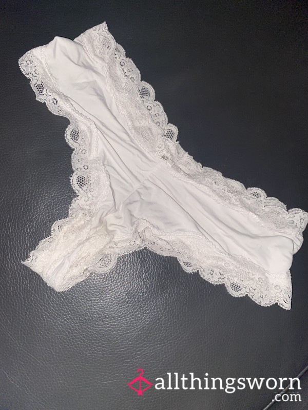 White Silk Hipster Panties🤍 | Size M | Comes With 24 Hour Wear🔥 | Add Ons Are Available😏💦 .