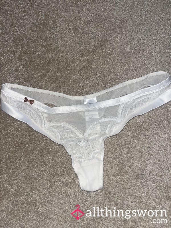 White SilkXLace Thong