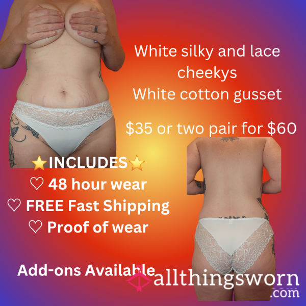 White Silky & Lace Cheekys 48 Hr Wear