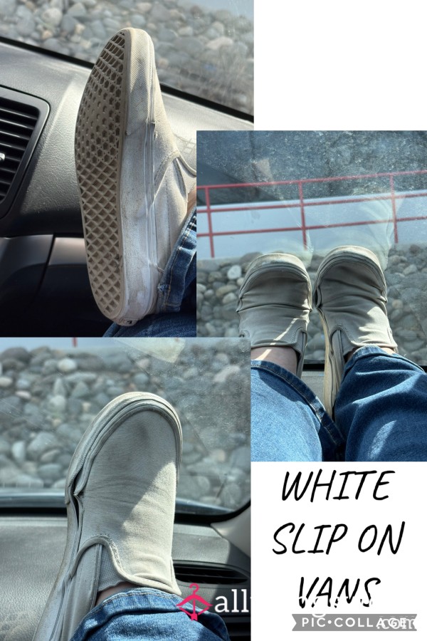 White Slip On Vans W8.5
