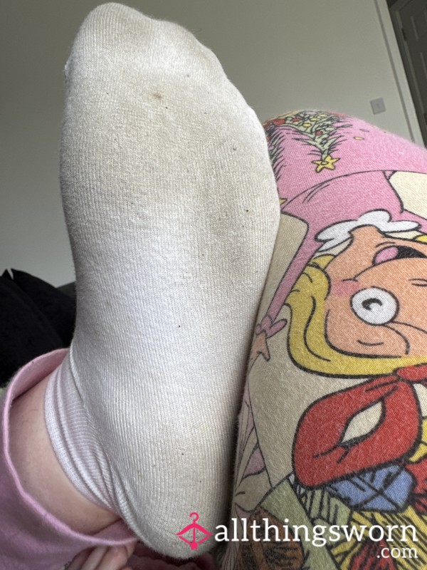 White Smelly Trainer Socks