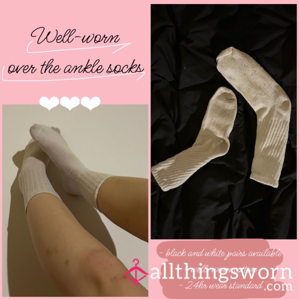 Well-worn White Crew Socks - UK Seller