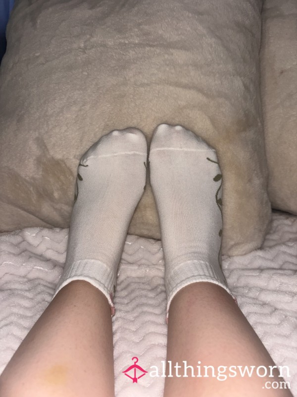 White Socks With A Flower And Vine