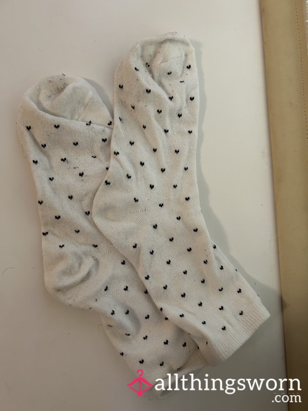 White Socks With Black Love Hearts 🖤