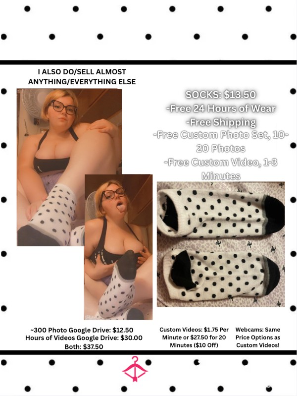 White Socks With Black Polka Dots And A Grey Stripe