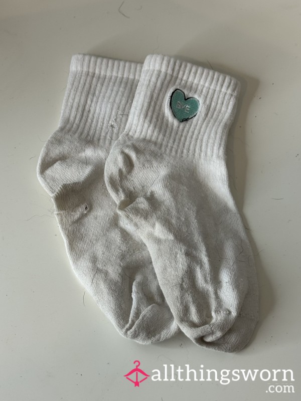 White Socks With “bye” Love Heart