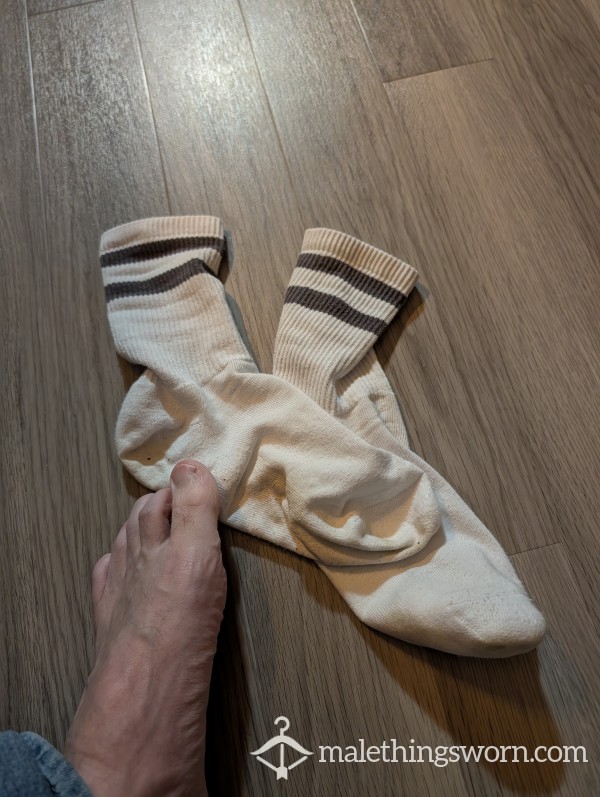 White Socks With Double Grey Banding
