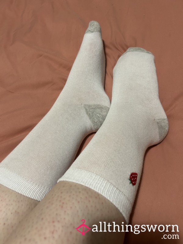 White Socks With Strawberry 🍓🤍