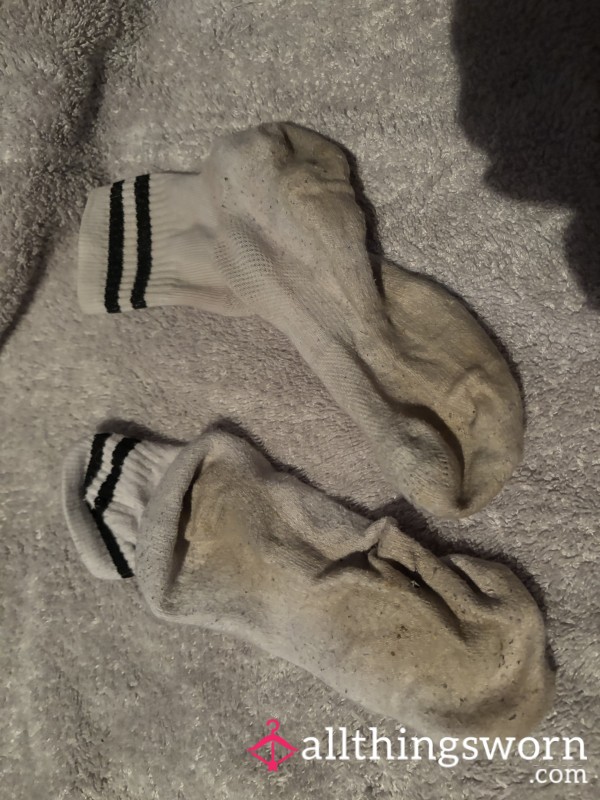 White Socks Worn All Day Small Feet Size 5
