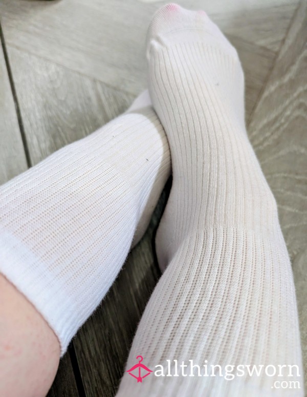 White Socks Worn For A Long Day In Work