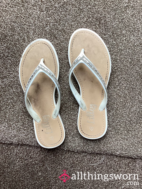 White Sparkly Flip Flops £20