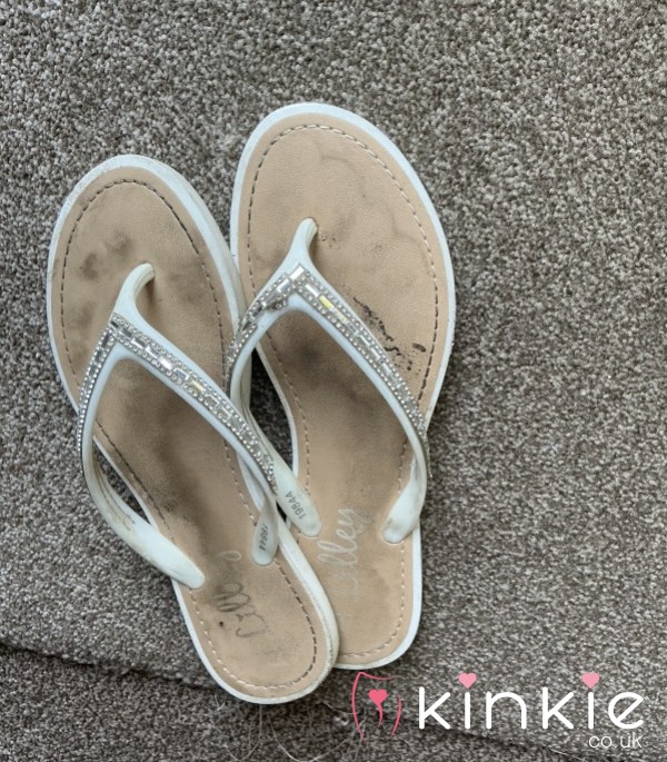 White Sparkly Flip Flops