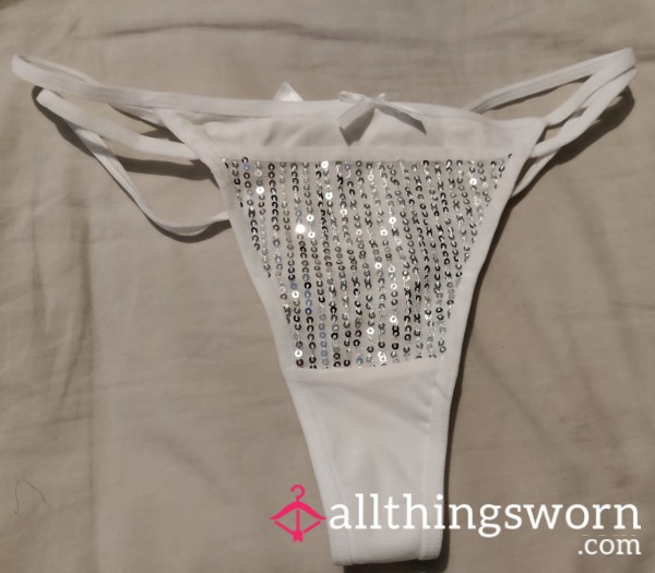 White Sparkly Strappy Thong