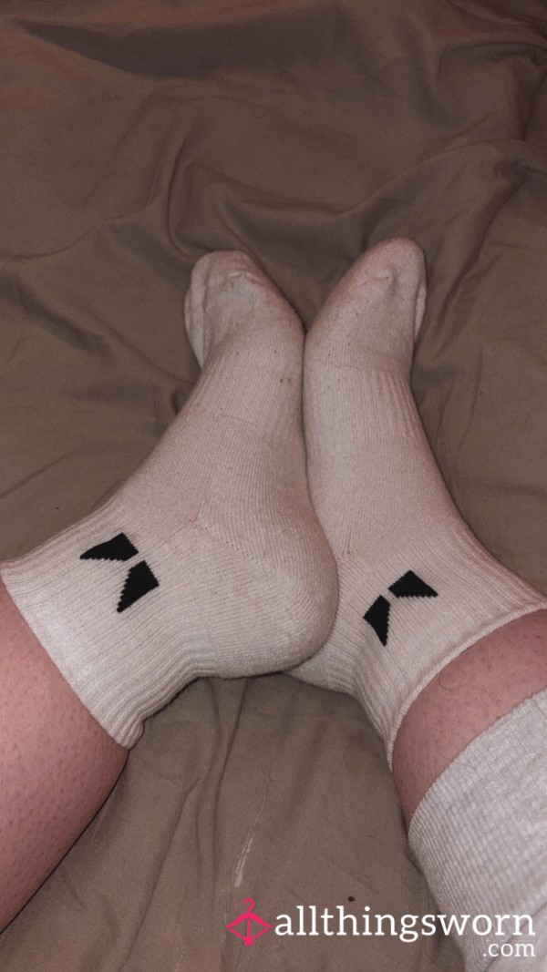White Sport Socks, Worn During A 2 Hour Work Out