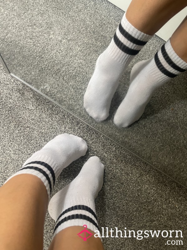 White Sports Socks. 48 Hour Wear Included. Dirty For You