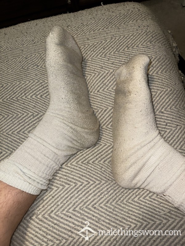 WHITE SPORTS SOCKS (SWEATY/USED - ALPHA WORN)