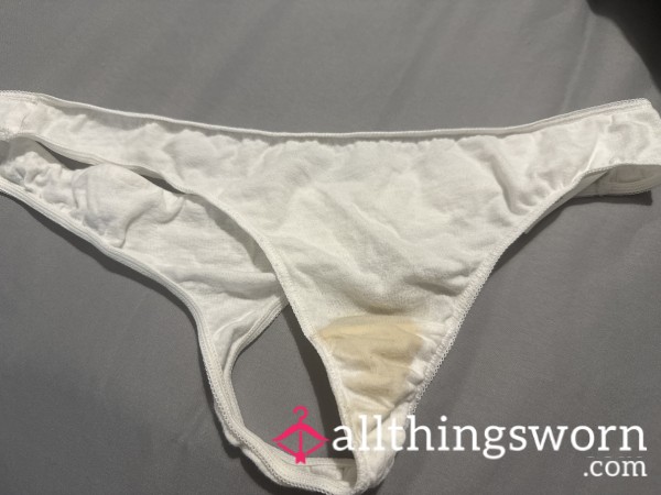 White Stained Thong