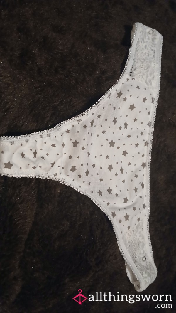 White Stars Thong Panties