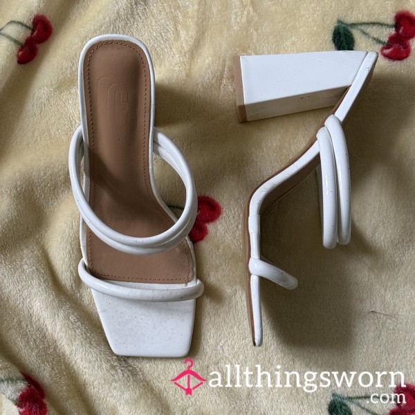 🤍 White Strappy Heels - Uk Size 7