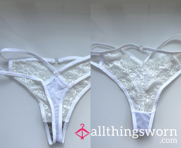 White Strappy Lace Thong