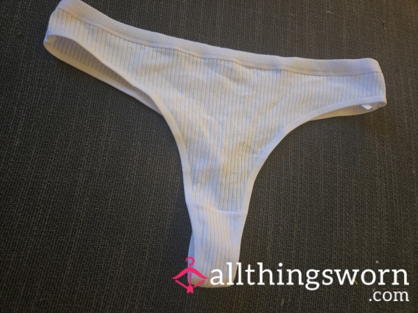 White Stretchy Ribbed Thong Extra Large