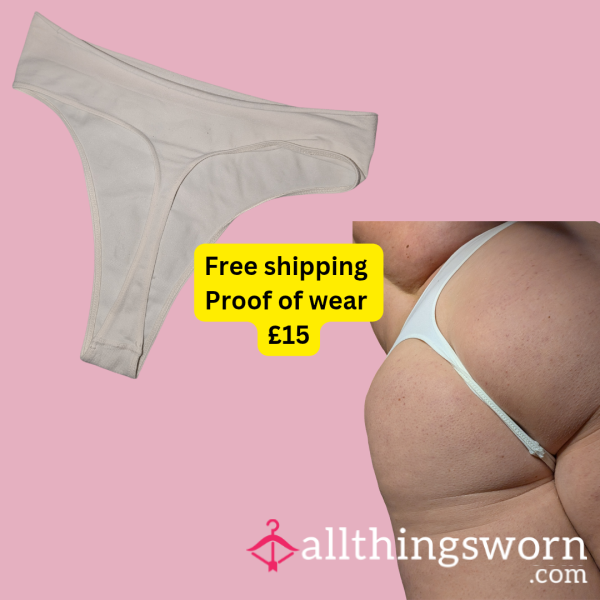White Stretchy Workout Thong