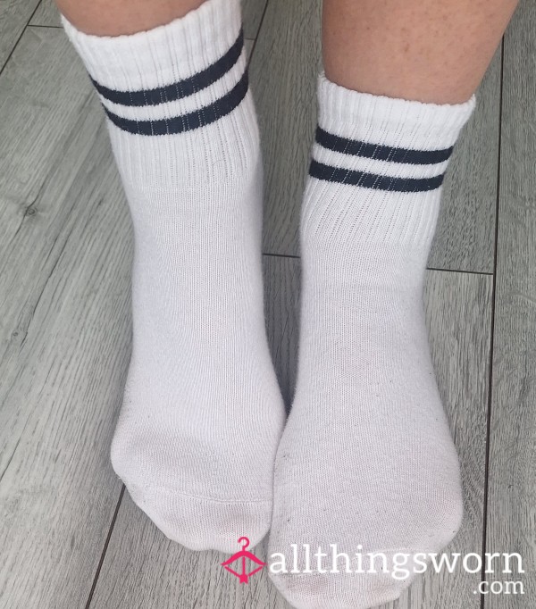 White Striped Socks 💕 Worn Today & Ready To Ship