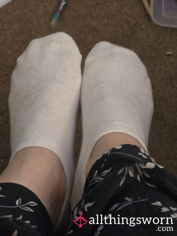 White Sweaty Goddess Socks With Small Feet