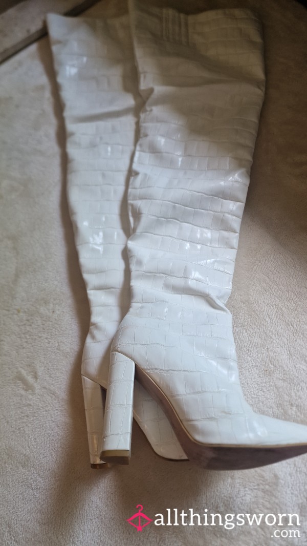 White Thigh High Boots