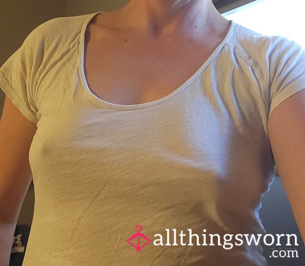White, Thin, Cotton T-shirt - My Favorite Summer Shirt - Size Large
