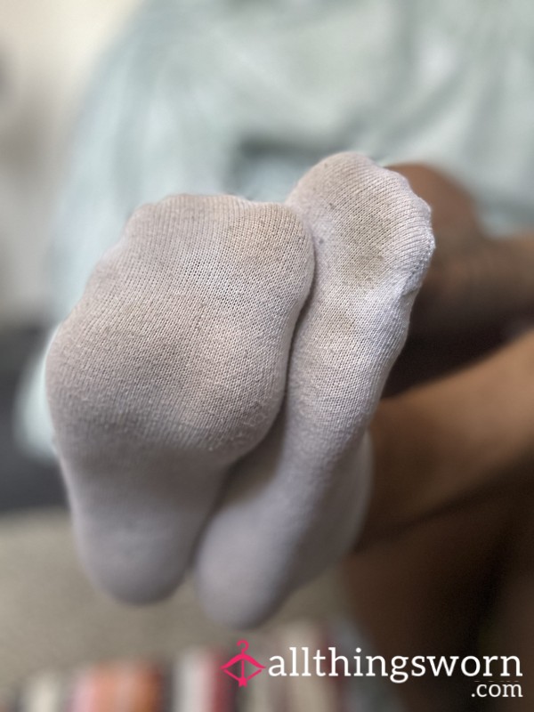 White, Thin Pre-Worn Sweaty Ankle Socks