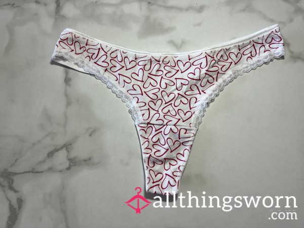 White Thong With Hearts