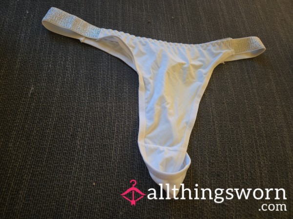 White Thong With Shiny Sides Size Large