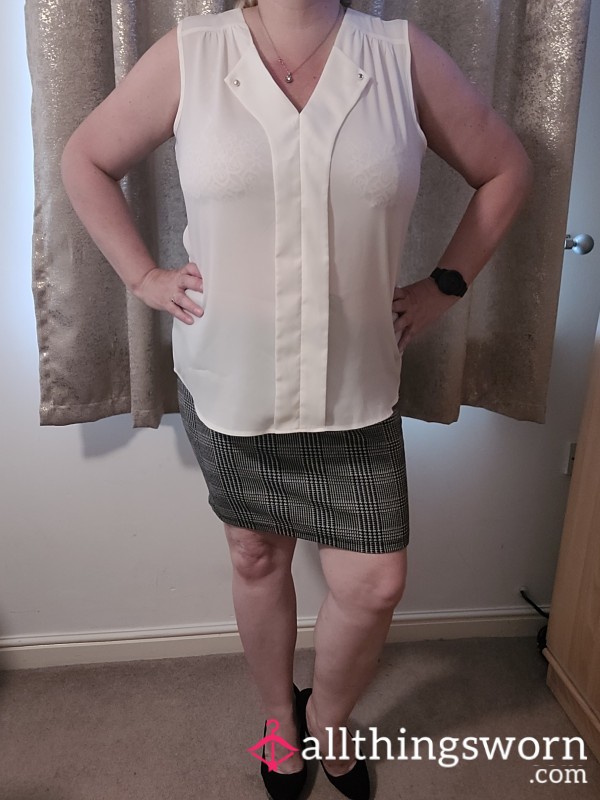 White Top And Pattern Skirt