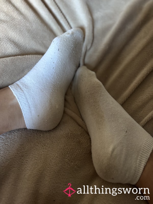 White Trainer Socks - Worn